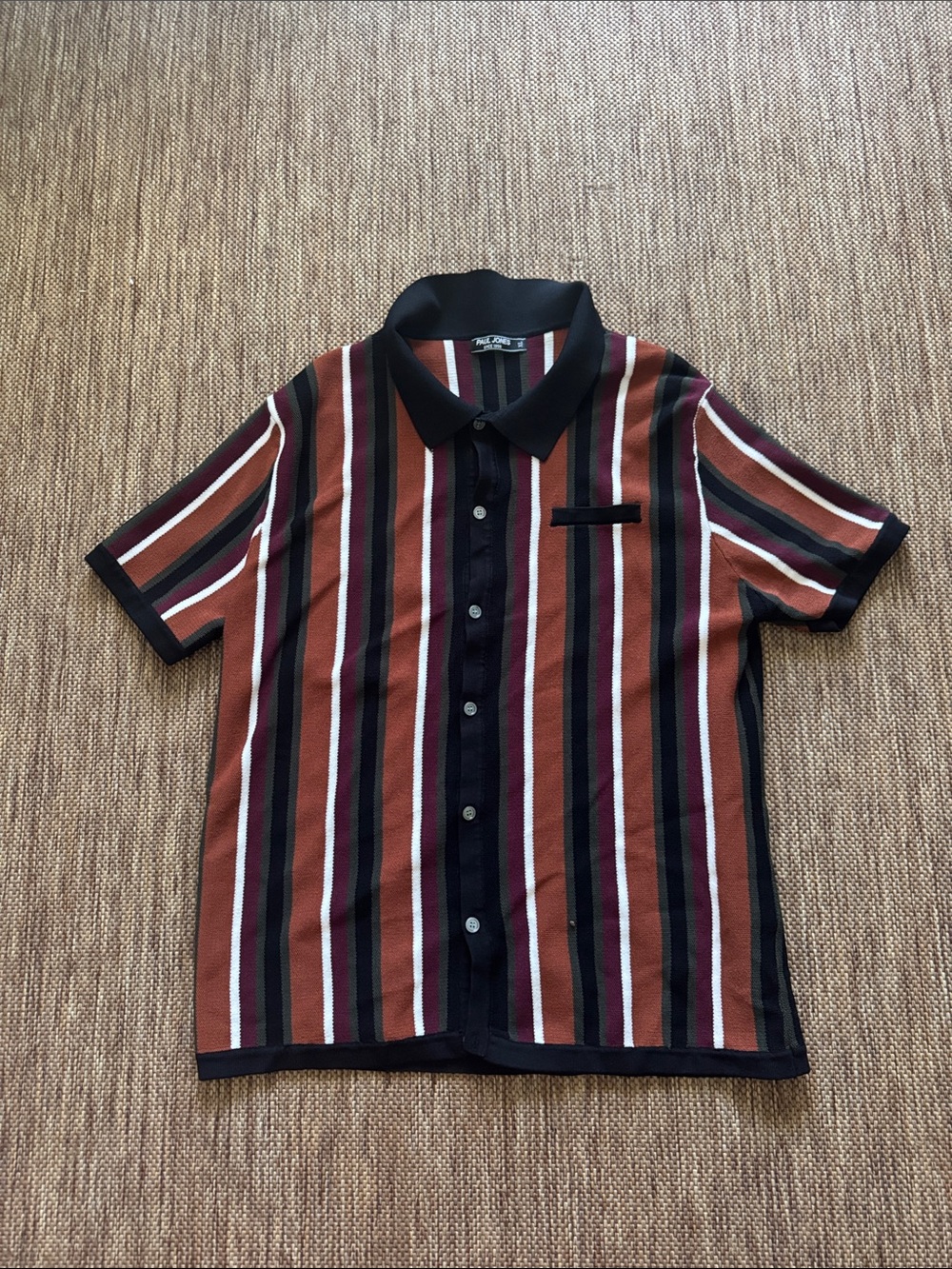 Paul Jones knit polo vertical striped full placard XL men’s